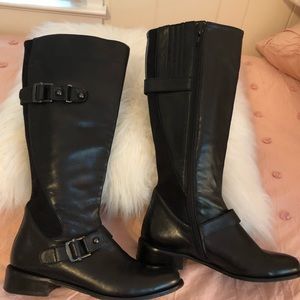 Black leather Booties